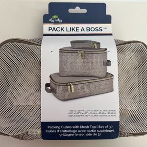 Itzy Ritzy Packing Cubes - Taupe Herringbone
